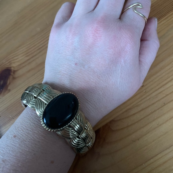 Studio BARSE Bronze & Black Onyx Hinged Cuff - Picture 4 of 7